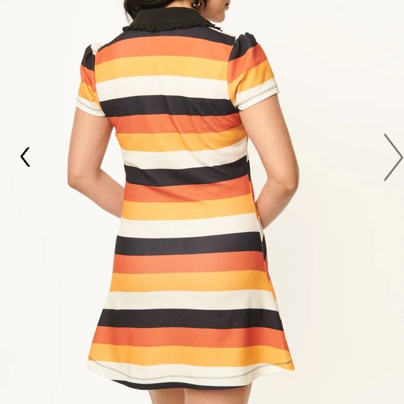 Candy Corn Unique Vintage Stripes Mini Dress, Women’s Size S/4 stretchy material - Picture 5 of 7